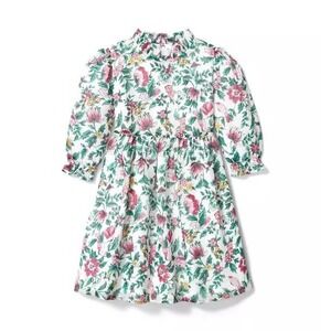 Janie and Jack Girls White Floral Long Sleeve Ruffle Dress Size 10